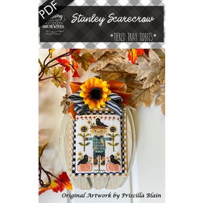 Stanley Scarecrow Downloadable PDF Cross Stitch Pattern | Stitching with the Housewives Tiered Tray Tidbits