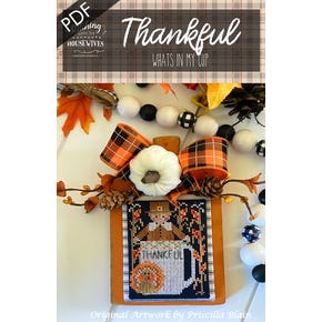 Thankful Downloadable PDF Cross Stitch Pattern | Stitching with the Housewives What's In My Cup