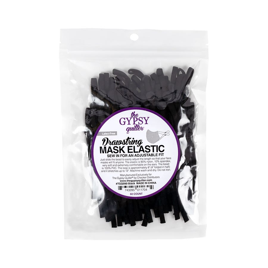 Black 60 pieces Sew In Drawstring Mask Elastic from The Gypsy Quilter