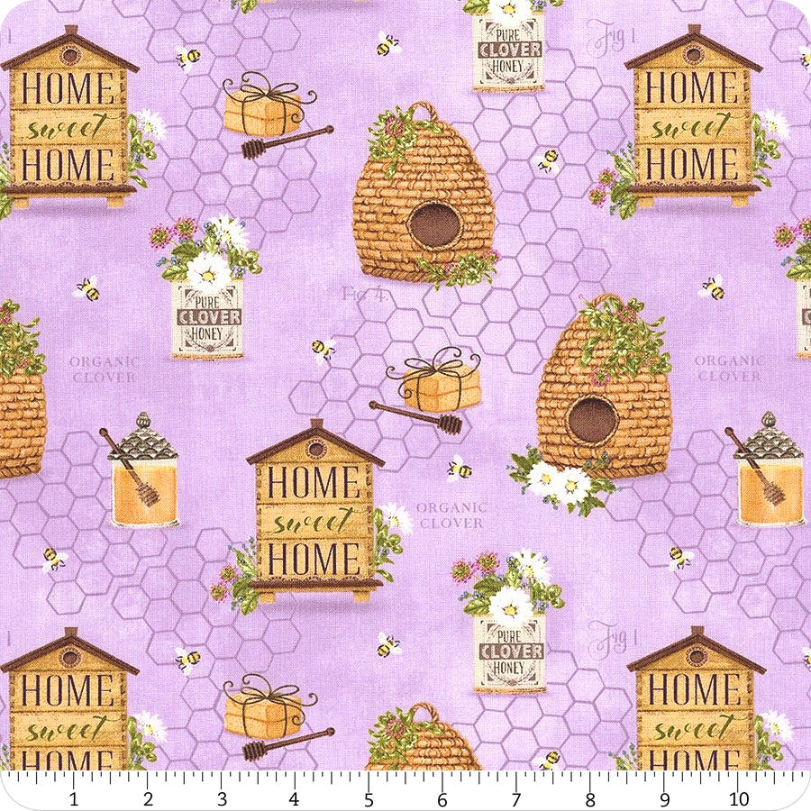 Purple Honeycomb Texture Cotton Fabric by the Yard or Select Length 27611-660 The Art of Beekeeping Wilmington Prints