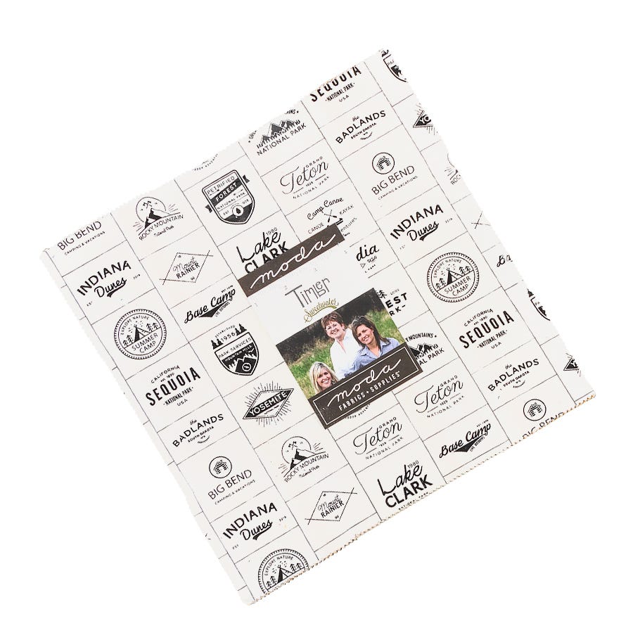 Sweetwater Timber National Parks Black Nature Geometric Text Camping Outdoors  Moda # 55552 26  Designed by