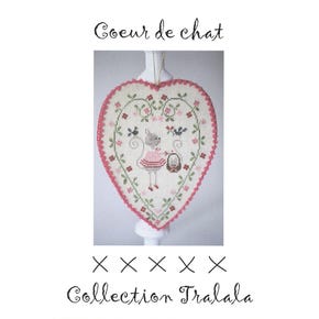Coeur de Chat Cross Stitch Pattern| Tralala