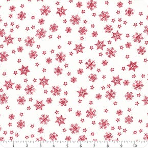 Winter Rendezvous Flannel Red and White Snowflake Yardage | SKU# F418-8
