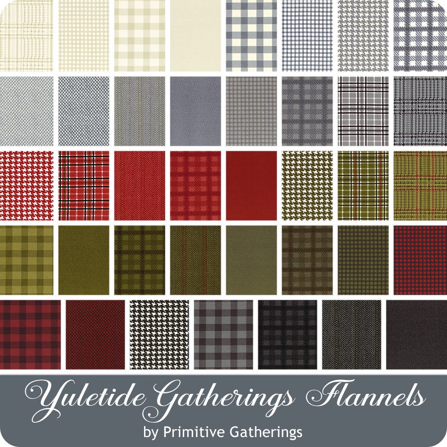 YULETIDE GATHERINGS Flannels Moda Layer Cake Primitive Gatherings cotton fabric 42 10 inch squares 49140LCF