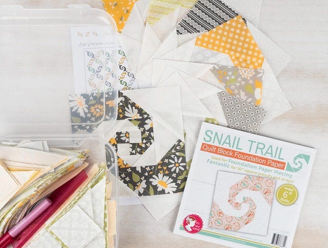 Snail Trail Quilt Block Foundation Paper