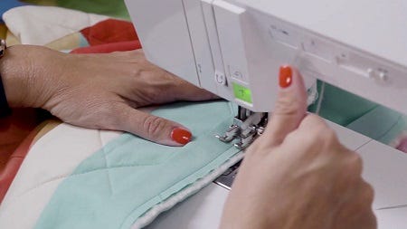  Complete your sewing between the start and finish marked lines