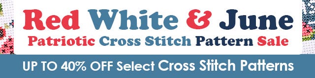 Red, White and June Patriotic Cross Stitch Pattern Sale