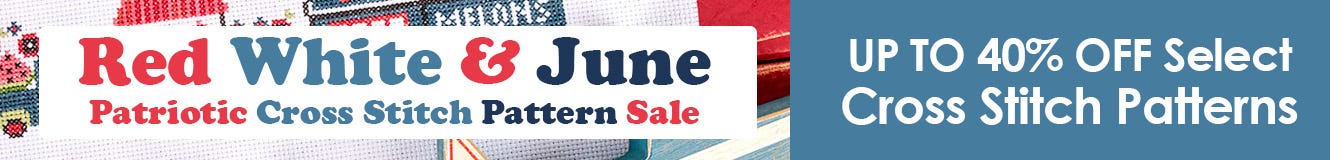 Red, White and June Patriotic Cross Stitch Pattern Sale
